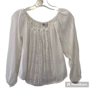 Hollister White Gauze Like Embroidered Lace Overlay With Elastic Necklin…